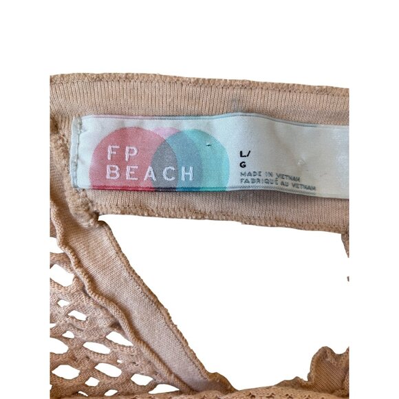 Free People Beach Women's Large Long Sleeve Mesh Open Knit Crop Top Mermaidcore - Picture 3 of 6